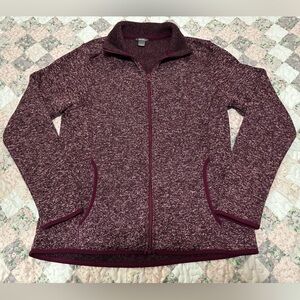 Eddie Bauer Women’s Burgundy Winter Radiator Fleece Knit Zip Up Sweater Jacket